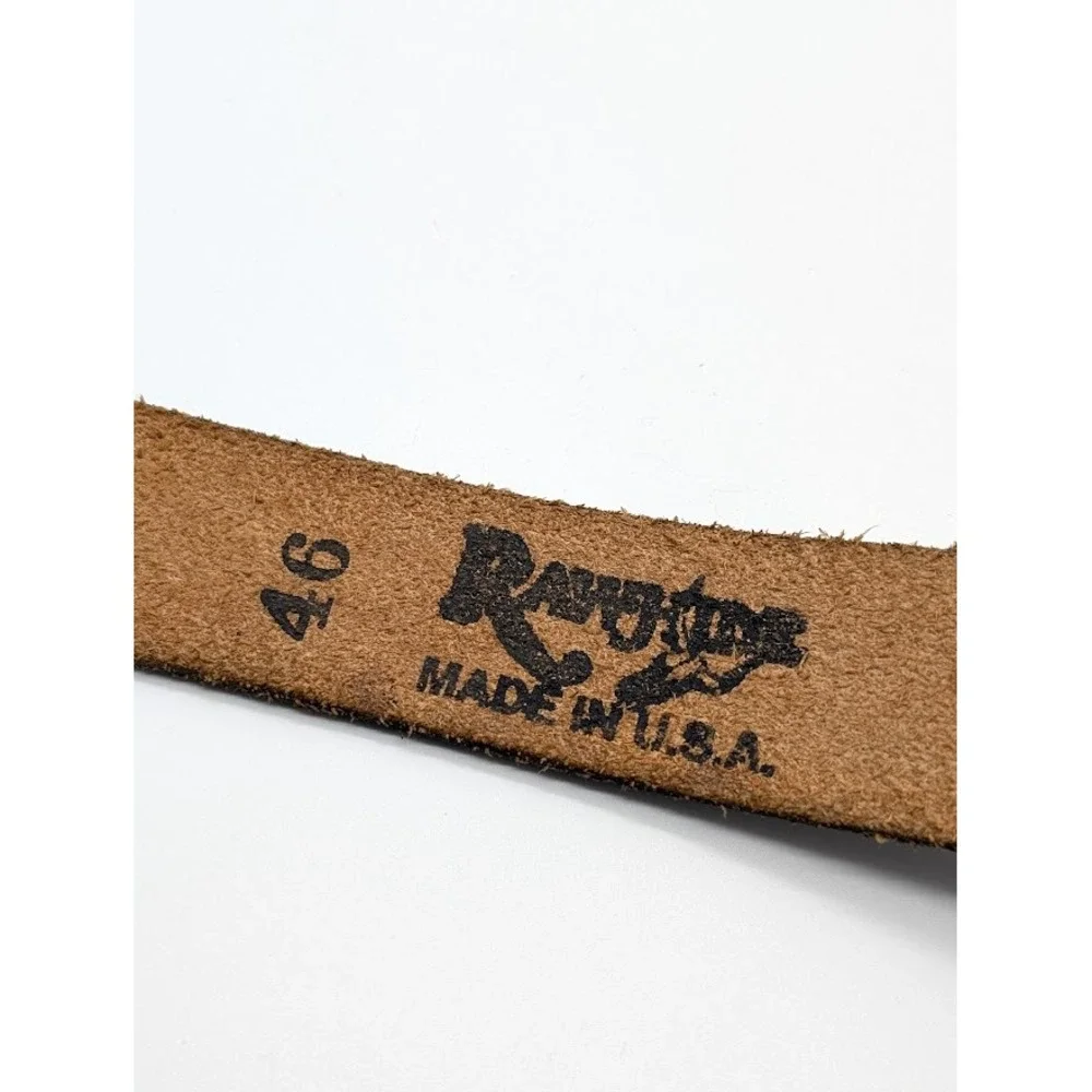 Raw Hyd Leather Belt Men's Size 46 Embossed Floral Western Made USA Cowboy Rodeo